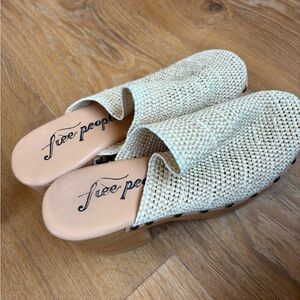 Free People Beige Woven Mules